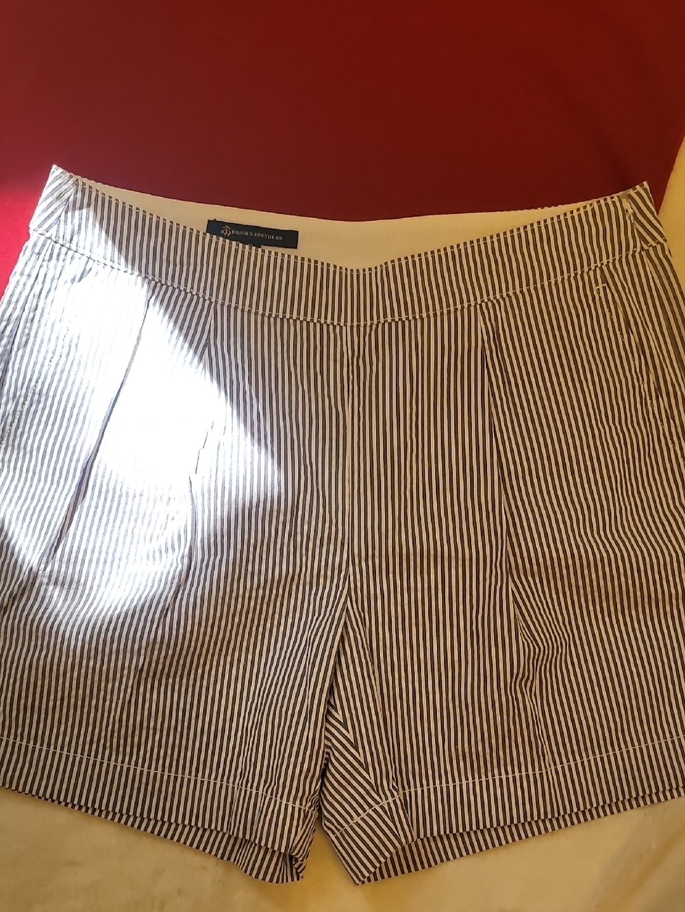 Brooks Brothers Navy and White Striped Seersucker Shorts